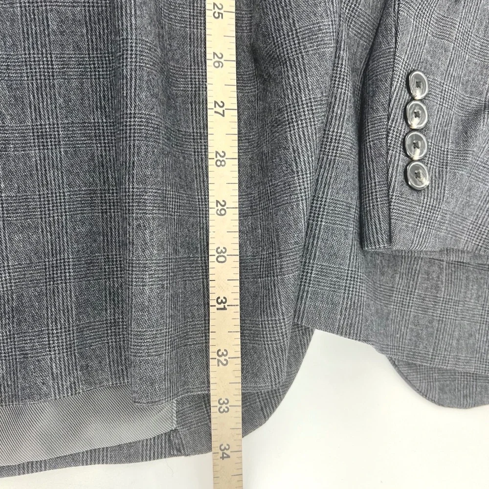 JOS‎ A BANK 1905 Mens 46XL 40W Slim Fit Plaid Wool Blazer Jacket Gray